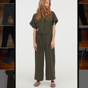 H&M short sleeve cargo jumpsuit